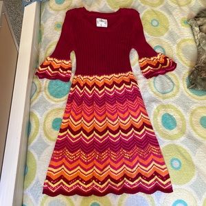 Justice sweater dress red chevron sparkly